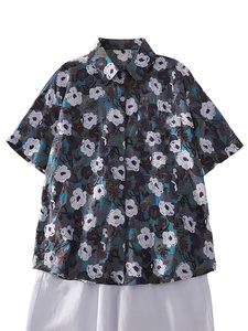 Women’s Floral Print Regular Fit Button Down Shirt Casual Summer <b>Top</b> - Product Image 4