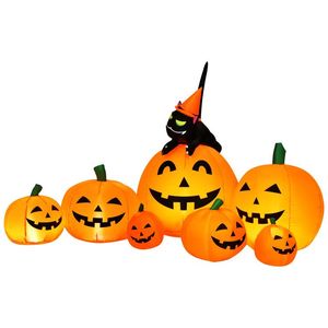 Decorazioni Gonfiabili di Halloween da 2,3 Metri per Esterni: Zucca con Strega e Gatto Nero - Product Image 1