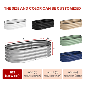 Galvanized Raised <b>Garden</b> Bed Outdoor Metal <b>Garden</b> Beds for <b>Vegetables</b> Rectangular <b>Garden</b> Box <b>Planter</b> GB026 - Product Image 2