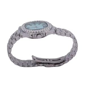 Reloj de Lujo con Esfera de Acero Inoxidable, Movimiento de Cuarzo, Totalmente Cubierto de Diamantes Moissanite, Estilo Hip Hop, Seiko para Hombre y Mujer, Importado de India - Product Image 3