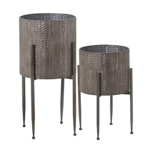Macetero Galvanizado de Primera Calidad para Hogar, Hotel, Oficina, Jardín, Juego de 2 Maceteros Galvanizados para Decoración de Suelos y Uso en Jardín - Product Image 1