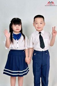 Uniforme scolaire FMF pour enfants, chemise à manches longues noire à boutons, 65% polyester, 35% coton, popeline tissée, unisexe, vietnamien - Product Image 6