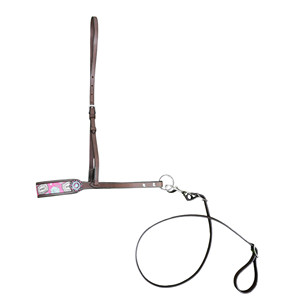 Western Argentina Leather Howdy Print Noseband <b>Tie</b> Down With Leather Strap And Turquoise Conchos - Product Image 1