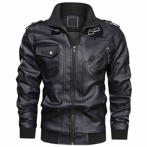 Veste en cuir tendance pour homme, fabrication pakistanaise, veste en cuir de haute qualité, couleur unie, veste de moto, vêtements d'automne - Product Image 2