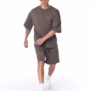 Conjunto de Camiseta y Pantalones Cortos de Algodón para Hombre, Talla Grande, Color Gris, Estilo Casual de Verano, Tejido de Punto - Product Image 4