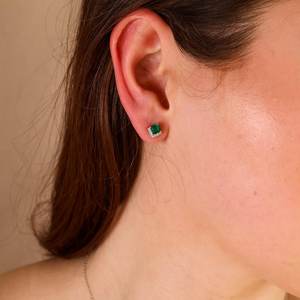 Pendientes de Esmeralda Genuina de 0.31 Ct, Esmeralda Real de Laboratorio, Plata de Ley, Joyería de Esmeralda, Regalos de Aniversario y Cumpleaños para Ella - Product Image 2