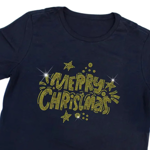 T-shirt 100% coton avec strass, manches courtes, haut scintillant, vêtements décontractés tendance, logo personnalisé, fournisseur OEM ODM - Product Image 3