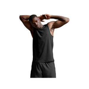 <b>Men's</b> <b>Black</b> O-Neck Sleeveless <b>Tank</b> <b>Top</b> Solid Color Breathable Knitted Casual Workout Gym Wear - Product Image 3