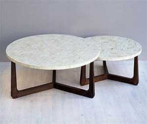 Mesa de centro con incrustaciones de hueso pulido hecho a mano para sala de estar Muebles de estilo floral saludable a precio - Product Image 1
