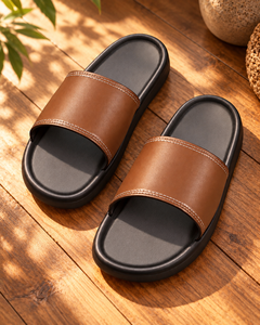 Sandalias Unisex Premium de Cuero Negro y Marrón, Ligeras, con Tira Ancha, Punta Abierta, Calzado Casual de Verano, Tallas 2-11, Venta al Por Mayor OEM - Product Image 1