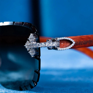 Gafas de Sol Cuadradas Sin Montura Ligeras con Cristales Helados y Patillas de Madera, Lentes de Moda Unisex para Actividades al Aire Libre y Fiestas - Product Image 2