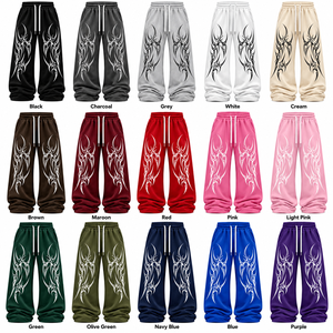Pantalon décontracté unisexe en toile noire respirante et écologique pour homme et femme, coupe large, taille élastique avec cordon de serrage et strass, idéal pour l'automne - Product Image 6