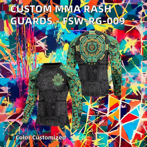 Custom Sublimation Breathable Quick Dry Rash Guard Men BJJ MMA <b>Compression</b> <b>Shirt</b> Fully Sublimated Long Sleeve Gym Training Wear - Product Image 6