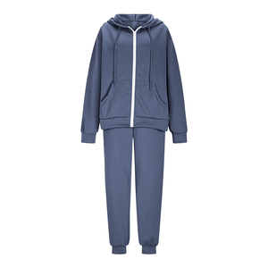Conjunto Deportivo Casual con Capucha para Mujer, Talla Grande, Color Sólido, Cierre con Cordón, Corte Regular, Moda Urbana - Product Image 1