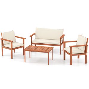 Set di mobili da giardino da 4 pezzi, sedie da portico in legno di acacia con tavolo - Product Image 4