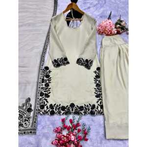 Hermoso conjunto de Top y Salwar para mujer con Fancy Dupatta para fiestas - Product Image 3