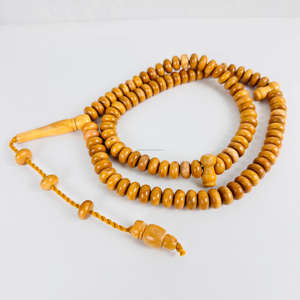 Rosario Misbah Original de 100 Cuentas, Pulido, de Alta Calidad, Personalizado, Católico, de Madera de Teca Amarilla Antigua, para Oración, Tasbeeh, Uso Religioso - Product Image 3