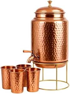 100% Pure Copper <b>Water</b> Dispenser with Brass Tap Handmade Ayurvedic <b>Water</b> Storage <b>Container</b> Manufacturer - Product Image 5