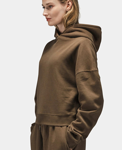 Sudadera con Capucha Corta de Felpa 100% Algodón para Mujer, Ropa Urbana de Invierno, Alta Calidad, Transpirable, Cómoda, Sólida, 320g - Product Image 4