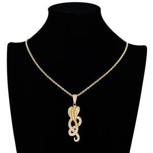 Collier unisexe en argent 925 plaqué or avec pendentif serpent micro-serti de moissanite, bijou hip-hop, cadeau - Product Image 1