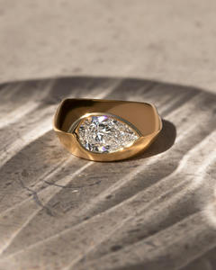 IGI/GIA Lab Grown Vintage 14K oro blanco Unisex boda/anillo de compromiso corte pera diamante perfecto regalo de fiesta de aniversario - Product Image 3