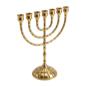 Menorá judía clásica de 7 ramas, de latón pulido dorado, portavelas religioso, candelabro de Hanukkah, decoración para el hogar judío, regalo para el templo I - Product Image 4