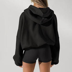 Sweat-shirt unisexe à capuche zippé surdimensionné en mélange de coton, style streetwear décontracté, couleur unie, fermeture éclair intégrale, pour la vente en gros - Product Image 5