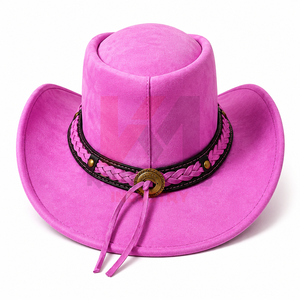 Chapeaux de cowboy en cuir à marque privée, style vintage western, à large bord, en cuir de vachette, pour hommes et femmes, vente en gros et au détail, fourniture de marques - Product Image 2