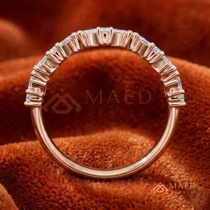 Bague élégante en moissanite taille baguette pour femme, or rose, cadeau de bijoux pour anniversaire de mariage, USA - Product Image 6