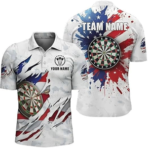 เสื้อดาร์ทสั่งทำพิเศษ แห้งเร็ว ระบายอากาศได้ดี ผลิตจากโพลีเอสเตอร์ 100% พิมพ์ลายแบบซับลิเมชั่น สำหรับเสื้อทีมกีฬา สกรีนโลโก้ตามสั่ง - Product Image 1