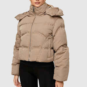 Wholesale Winter Women Clothing Stand Collar <b>Cropped</b> Bubble <b>Jacket</b> With Zipper Warm Puffer <b>Jacket</b> Women - Product Image 5