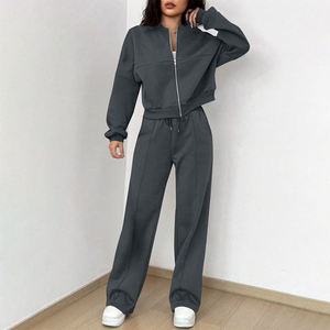 <b>Women</b> Oversized Solid Color <b>Knitted</b> Sweatshirt And <b>Joggers</b> Set Full Sleeve Autumn Wear Breathable Casual Outfit - Product Image 6