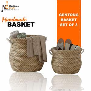 Ensemble de 3 paniers GENTONG en écorce de bananier, artisanat - Product Image 1