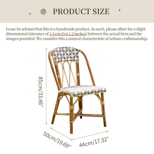 Chaise en rotin de style <span class=keywords><strong>bistrot</strong></span> français, faite à la main, empilable, design, pour café semi-extérieur, restaurant, terrasse, mobilier de jardin - Product Image 6