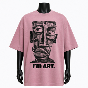 T-shirts pour hommes à épaules tombantes, 250 g/m², effet vintage, grammage lourd, col rond, luxe, coupe oversize - Product Image 1