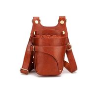 Bolsa de herramientas de peluquería, estuche profesional para tijeras, bolsa de cintura de cuero sintético negro para herramientas de estilista, servicio OEM y ODM.