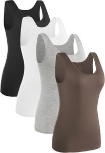 Camiseta sin mangas para mujer, de punto, color liso, cuello redondo, informal, transpirable, de elastano y poliéster, sin mangas, largo regular - Product Image 5