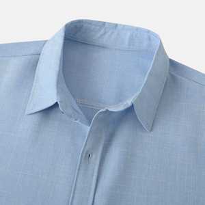 เสื้อเชิ้ตผู้ชายแขนยาวผ้าลินินผสมฝ้ายซาตินเนื้อนุ่มระบายอากาศดี ยับยาก สีพื้น สำหรับฤดูร้อน - Product Image 3