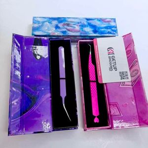 Pince à épiler GETUP BROSONS IMPEX 45 degrés/isolation, rose violet, en acier inoxydable thermolaqué, pointe de précision lisse 10 mm - Product Image 1