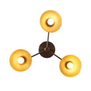 Plafonnier industriel en métal à 3 bras, abat-jour rond, luminaire d'intérieur pour salon, décoration durable pour la maison - Product Image 3