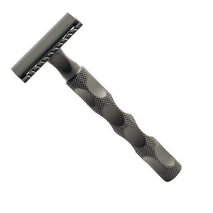 Wholesale Matt Black and Red Safety Razor Professional <b>Barber</b> Manual Open Shaving Razor - Product Image 1