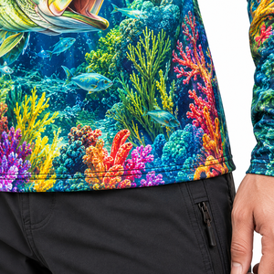 Hoodie de pêche OEM rafraîchissant pour la plage, à manches longues, protection solaire UV, UPF 50+, pour hommes, séchage rapide, T-shirt de pêche - Product Image 6