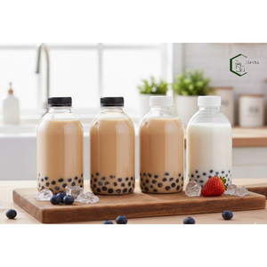 ขวดพลาสติก PET ขนาด 400 มล. แบบทรงกลม ปากขวดกว้าง 38 มม. สำหรับน้ำผลไม้ สมูทตี้ ชาผลไม้ เครื่องดื่ม โรงงาน OEM เวียดนาม ฝาเกลียวเรียบ - Product Image 5