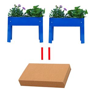 Metallo blu elevato giardino letto grande scatola per vaso di fiori per giardino giardino per giardino giardino giardino giardino con giardino ortaggi e fiori Set di 2 - Product Image 1