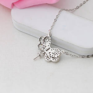 Collar con Colgante de Plata S925 para Mujer, Conjunto de Colgante de Lazo con Circonita Doble y Soporte para Collar de Perlas DIY 337 - Product Image 4