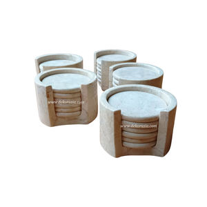 Ensemble de sous-verres modernes en marbre avec support, sous-verres ronds pour bar, hôtel, restaurant et décoration intérieure - Product Image 1