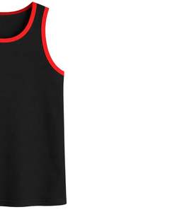 Camiseta sin Mangas Personalizada para Hombre, Ropa Deportiva de Gimnasio, Chaleco Casual para Músculos, Negro con Ribete Rojo, Fabricante Personalizado, Venta al Por Mayor OEM - Product Image 5