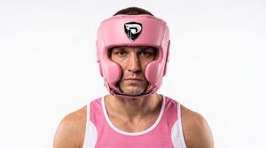 Protège-tête en cuir rose avec fermeture auto-agrippante, protection de base, équipement d'entraînement unisexe - Product Image 3