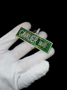 Lettre avec nom glacé personnalisé pour hommes, émail VVS Moissanite, collier Hip Hop personnalisé, pendentif bling pour bal de promo - Product Image 4