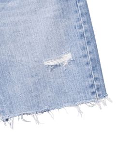 Shorts de mezclilla azul claro para hombre, estilo desgastado con dobladillo sin rematar, pantalones cortos de jean para verano, uso casual, corte regular, cierre con botones. - Product Image 4